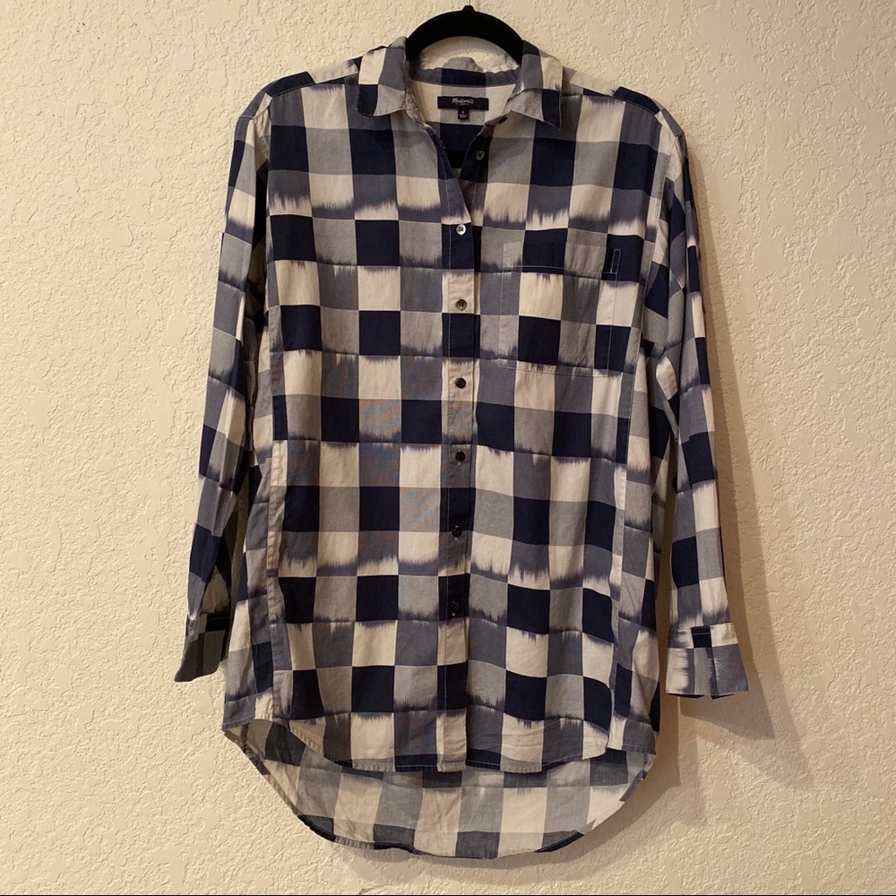 Madewell Oversized Blue Plaid Button Down Shirt